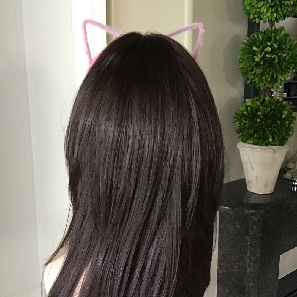 NEW Pink Fuzzy Cat Ears Head Band Hair Cosplay Costume Kitten OSFM Halloween - Picture 8 of 13